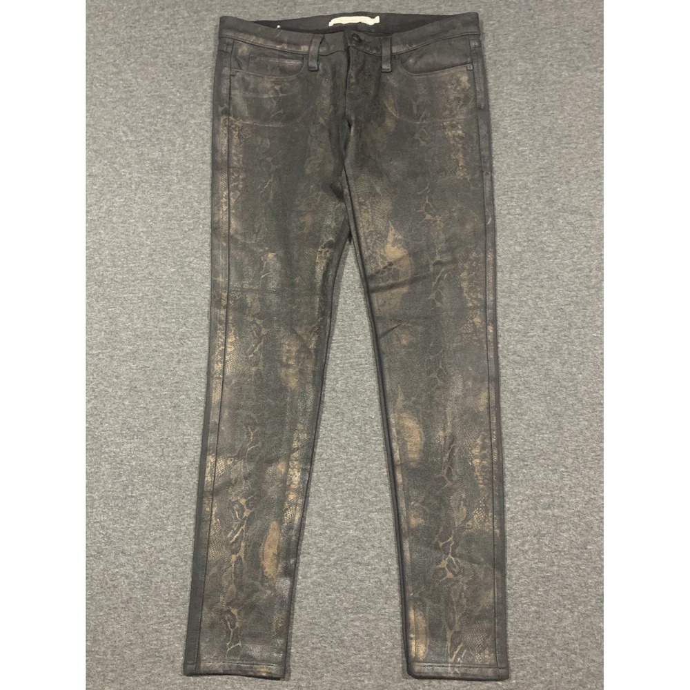 Frankie B Snake Print Skinny Pants Low Rise Slim Black Animal 28 155K21147AA